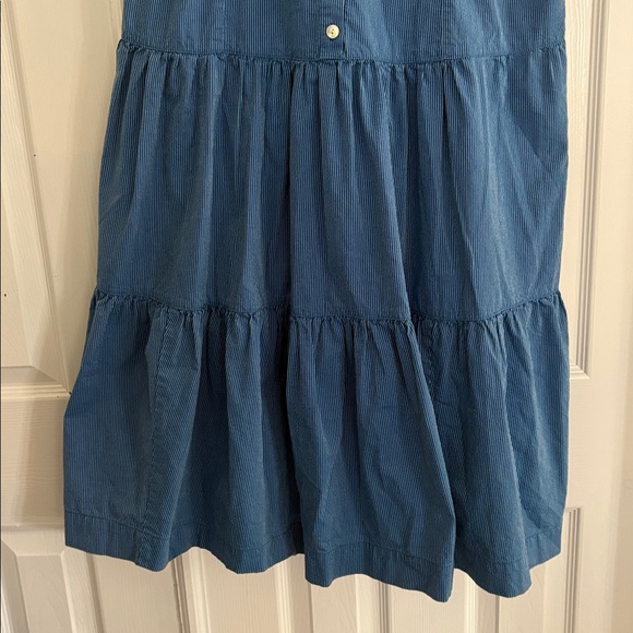 Madewell Button Front tiered Blue and White striped Midi Dress Women’s Size 8 - Picture 6 of 9